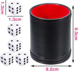 JUNI 6-Piece Dice Set with PU Leather Cup - Board Game Accessories - Juni