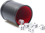 JUNI 6-Piece Dice Set with PU Leather Cup - Board Game Accessories - Juni