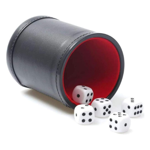 JUNI 6-Piece Dice Set with PU Leather Cup - Perfect for Travel