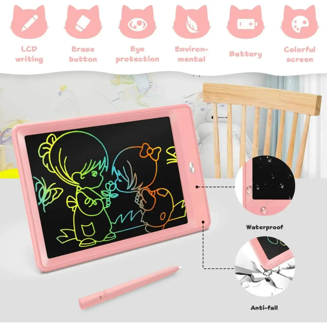 JUNI LCD Writing Tablet - Pink 8.5-Inch Reusable Digital Notepad