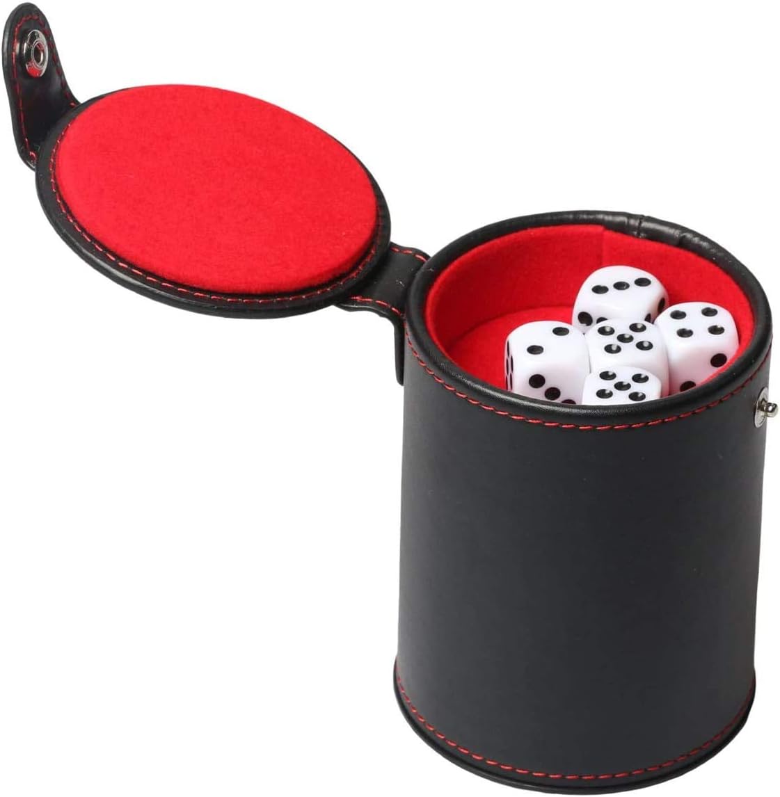 JUNI 6-Piece Dice Set with PU Leather Cup - Board Game Accessories - Juni